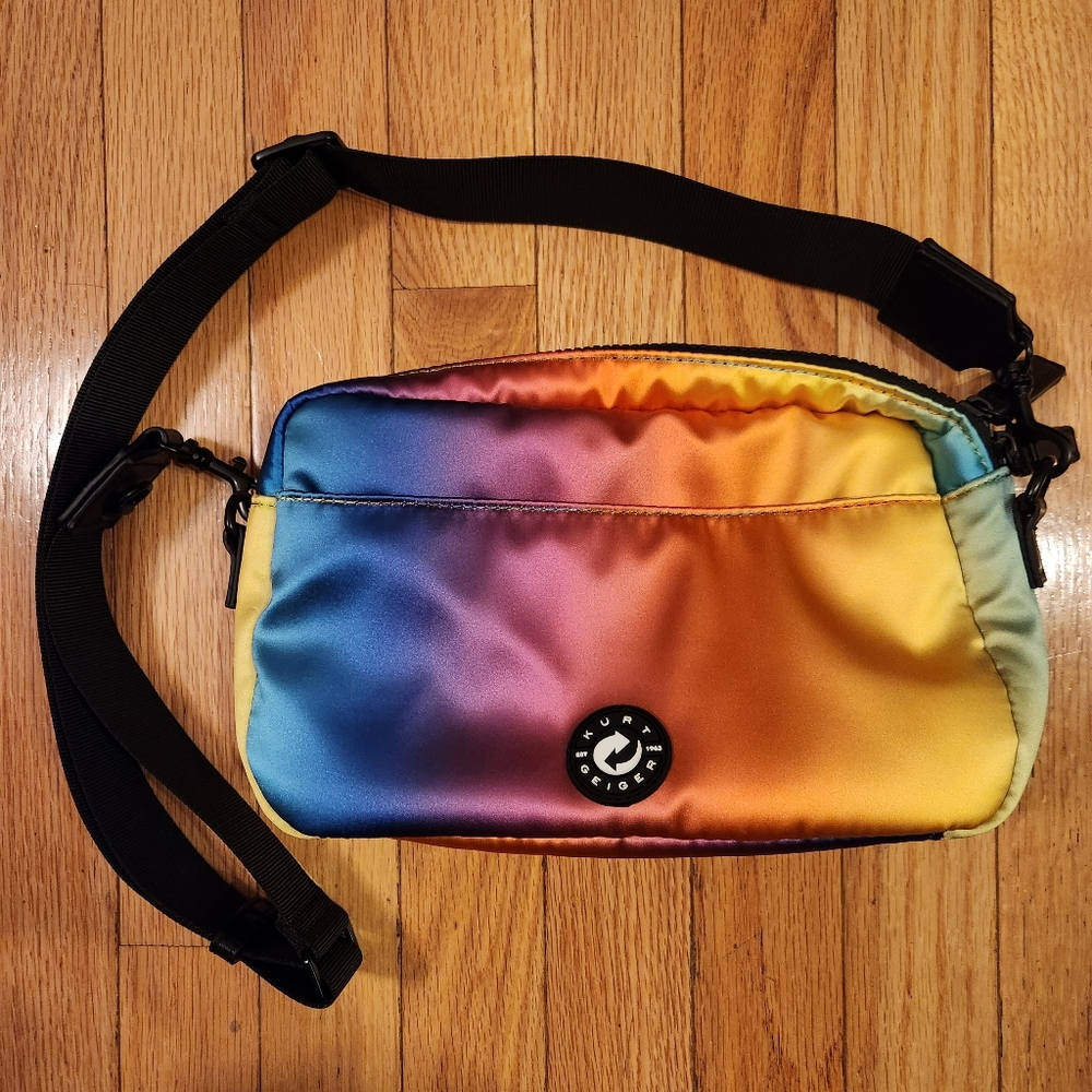 Kurt Geiger London Rainbow Quilted Nylon Crossbody Bag